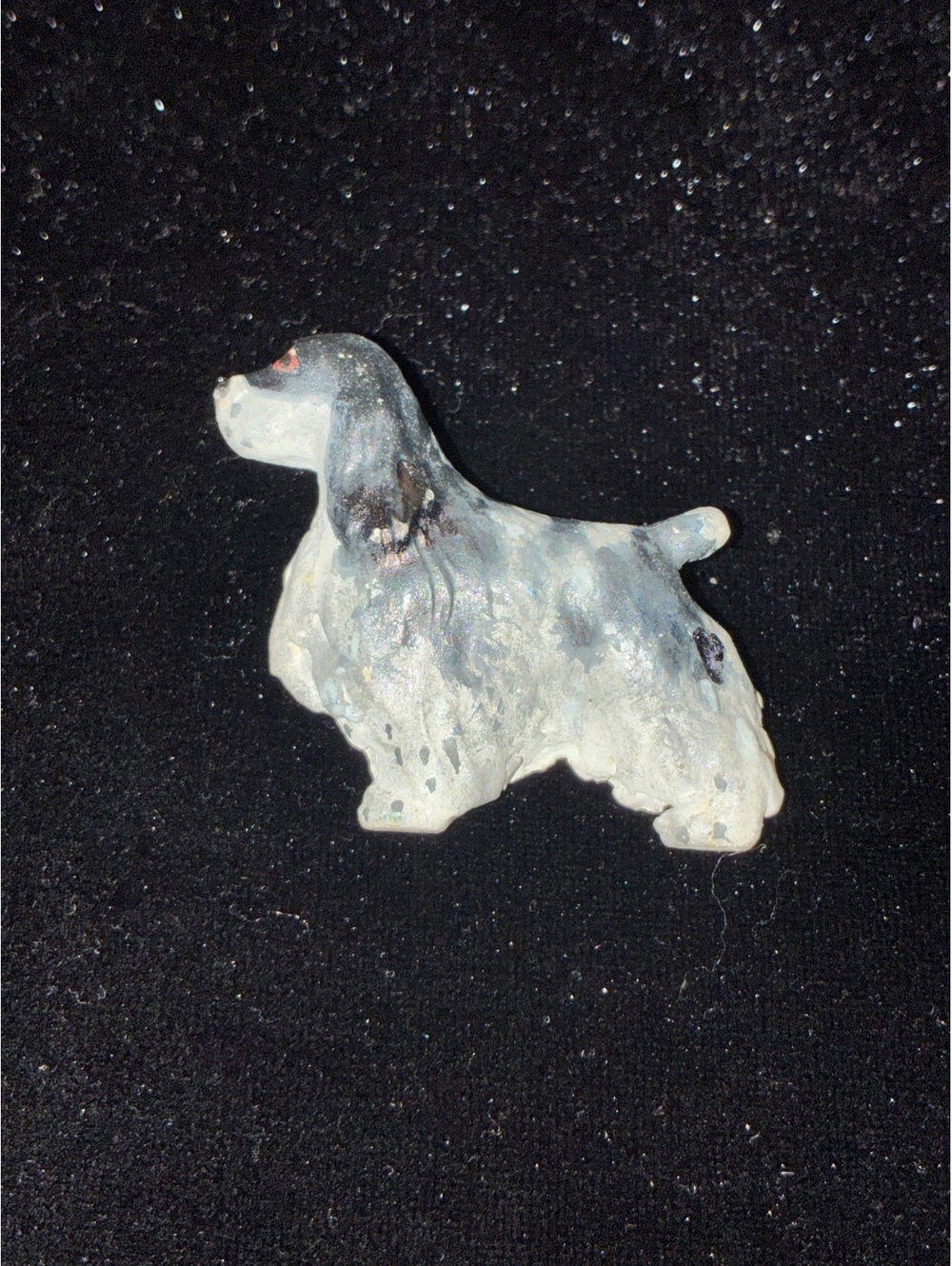 Vintage Hand-Painted Ceramic Cocker Spaniel Dog Brooch Pin